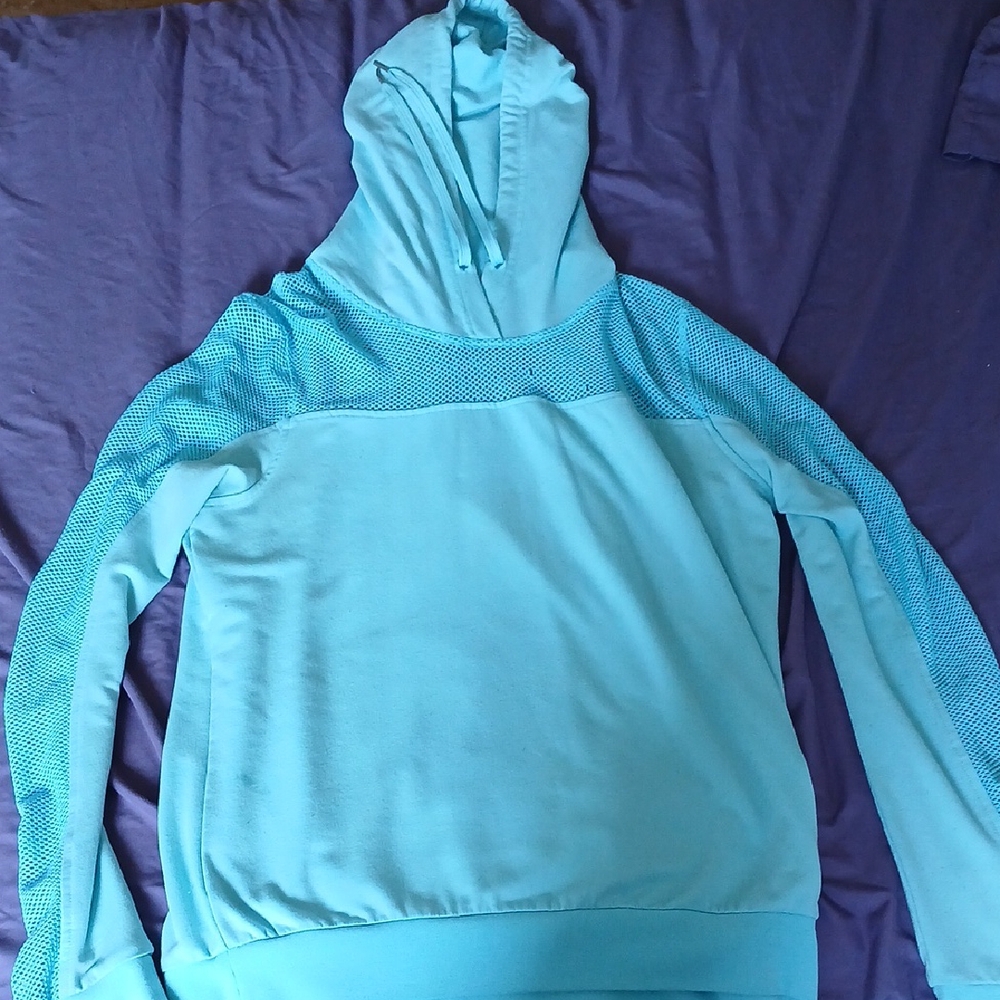 Aqua Hoodie with Mesh Details
